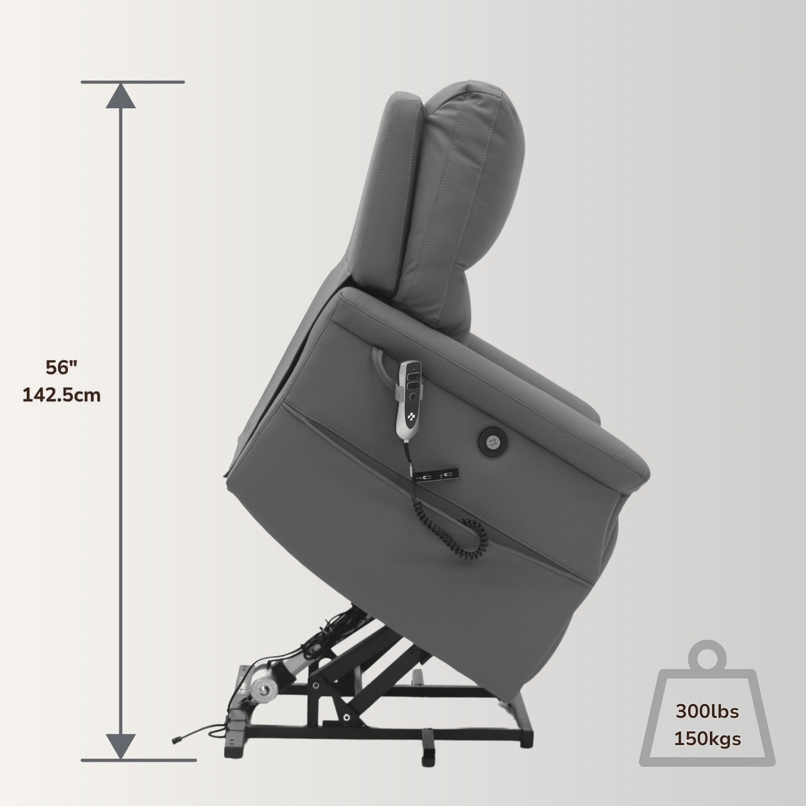 The NurtureLift™ Highland in the raised lift position, with lifted height marked
