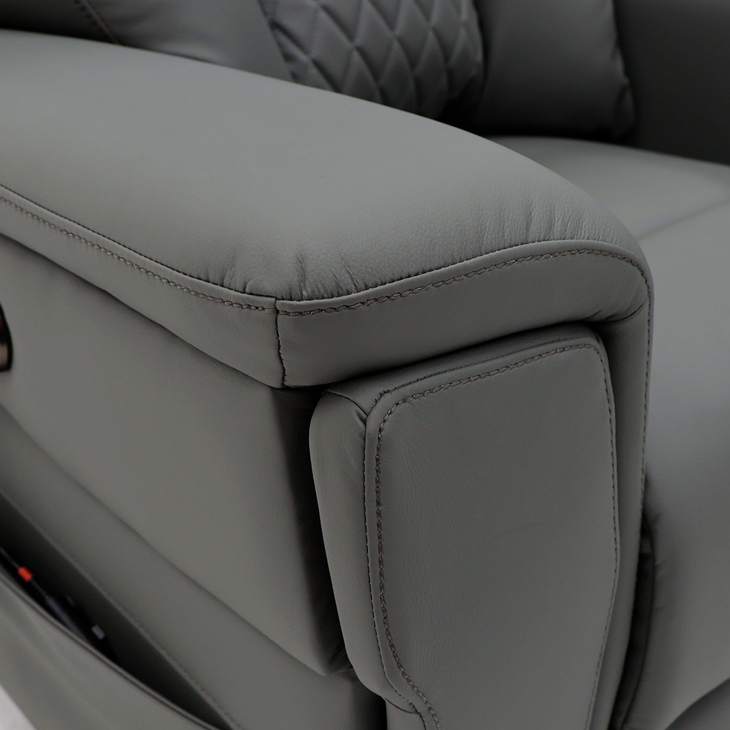 Detail of the stitching and upholstery on a NurtureLift chair backrest